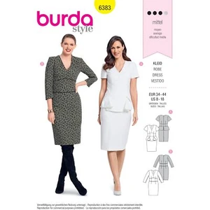 Vestido Burda Costura Patrón 6383 Peplum Corsé Cintura Misses Talla 8-18 - Imagen 1 de 3