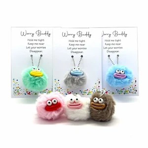 Worry Buddy Pocket Hug Gift Charm Keyring Fidget Bear Sausage mouth - Picture 1 of 1