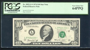 FR.2022-L* 1974 $10 *STAR* FEDERAL RESERVE NOTE SAN FRANCISCO, CA PCGS UNC-64PPQ - Picture 1 of 2