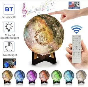 7 Colors 3D Moon light Quran Speaker Coran Player Wireless Bluetooth Touch Lamp - Picture 1 of 12