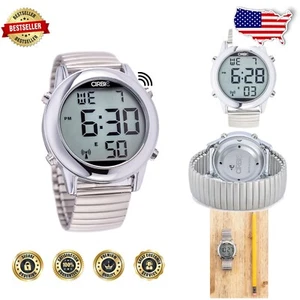 Silver Digital Talking Watch: Loud Voice Announcements for The Elderly & Blind - Picture 1 of 6