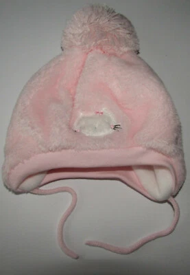BABY CLUB C&A Baby Mädchen Mütze Fleecemütze rosa zum Binden mit Bommeln NEU mit Etikett