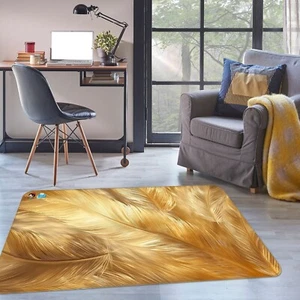 3D goldene Feder R099 rutschfeste Teppichmatte rund elegant Teppich Panda - Bild 1 von 5