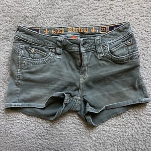 Rock Revial Eleanor Denim Shorts Womens Tag 27 Measured 28x3 Low Rise Green - Picture 1 of 9