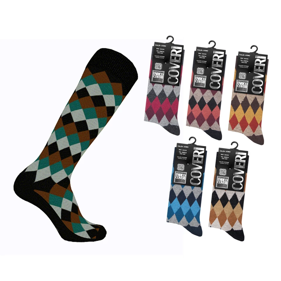 ENRICO COVERI Pack 6 Paia Calze COVERI Uomo Tg Unica Winter / Trend Line - Caldo Cotone