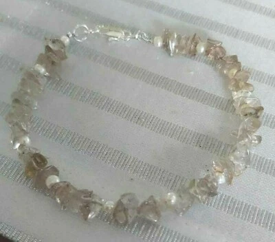 Damen Armband, Schmuck Handmade, Splitter Armband Labradorit/Perlen - Bild 1 von 3