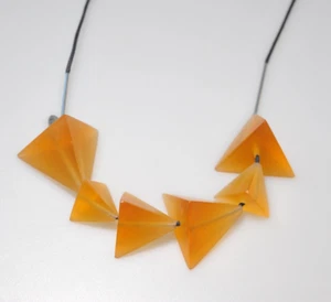 Sylca Designer amber Plastic Geometric Modernist chunky Necklace 30" LL72 - Picture 1 of 11