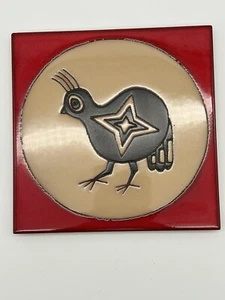 Quail Art Fliese Native American Keramik glasiert Made in Italy Hängeuntersetzer 6x6 - Bild 1 von 5