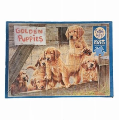 Rompecabezas Cobble Hill 500 piezas cachorros dorados perro Golden Retriever velocidad rompecabezas  Foto 1 de 4