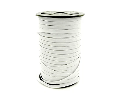 1/4 0,25 cuarto de pulgada 6 mm trenzado plano elástico - blanco, 5 yardas Foto 1 de 3