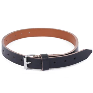 WW2 German Leather Equipment Strap - Silver Buckle - Repro Black Army 55 cm New - Picture 1 of 3