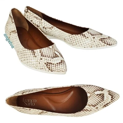 Franco Sarto Dawna Talla 8 Lona Punta Punta Slip On Ballet Pisos Natural Serpiente Foto 1 de 4