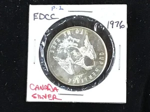 1976 EDCC East Detroit Coin Club Logo Silver Medal Overstrike of Canada 50c - Picture 1 of 4