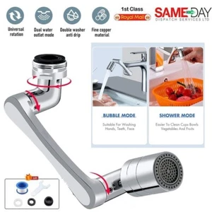 Wasserhahn Wasserbelüfter, 1440° drehbare Verlängerung Spültisch Wasserhahn Düse zum Wassersparen - Bild 1 von 12
