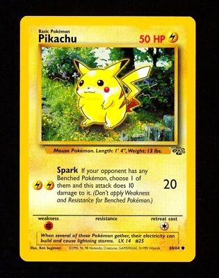 1999 Pokemon PIKACHU Jungle INK DOT ERROR Unlimited Edition MISPRINT Card 60/64 - Image 1 of 3