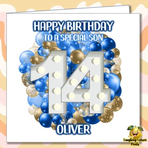 Personalised 14th Birthday Card Son Grandson Nephew Brother Cousin Friend /BG - Picture 1 of 3