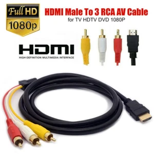 1080p HDMI Male To 3 RCA AV Video Audio Cable Component Converter Adapter HDTV - Picture 1 of 11