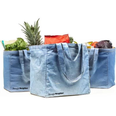 "Bolso de mano BlueJean Grocery Shopper - Bolso de compras de mezclilla, etc. 15x15x8"" 6 bolsillos profundos" Foto 1 de 4
