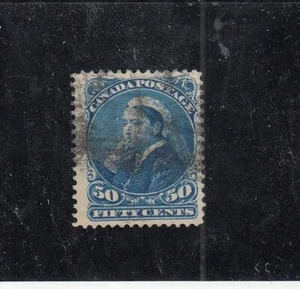 CANADA (MK6170) # 47 VF-USED 50cts 1893 QUEEN VICTORIA /DEEP BLUE CAT VALUE $90 - Picture 1 of 1