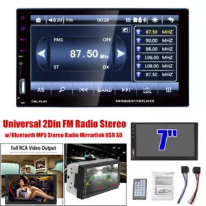 7" Double 2DIN Car MP5 Player Bluetooth Touch Screen Stereo FM Radio Mirror Link - Picture 1 of 14
