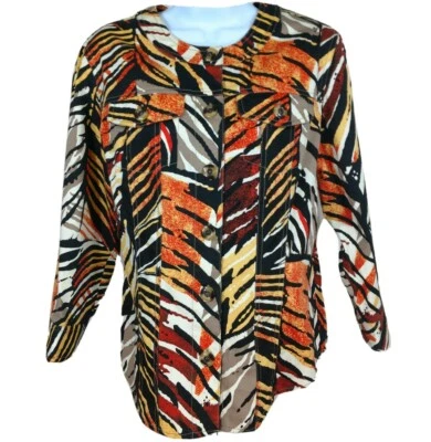 Women's Lightweight Long Sleeve Jacket Animal Print Button Up Outerwear Size 10 - Image 1 of 4