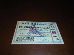 1942 ST. MARYS VS SANTA CLARA COLLEGE FOOTBALL TICKET STUB - Picture 1 of 2