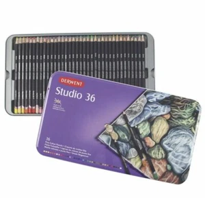 Derwent Studio Coloured Pencil, Authentic Metal Tin 36 Colour Pencils - Picture 1 of 1