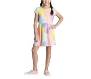 Cat & Jack Girls Short Sleeve Pastel Tie Dye Dress NWT Size XL - Picture 1 of 2