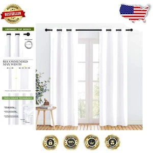 Thermal Insulated White Curtain Panels - Easy-Care, Casual Elegance for Any Room - Picture 1 of 9
