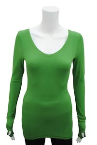P.C Damen V-Ausschnitt T-Shirt Oberteil Langarm Daumenloch Grün Größe 6-24 Brandneu - Bild 1 von 6