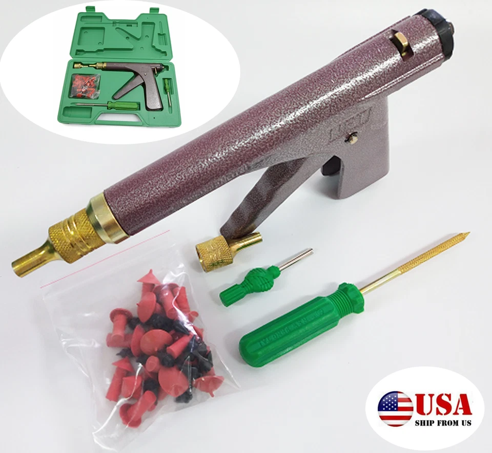 Car Motorcycle Tubeless Tire Wheel Repair Gun Kit W/Mushroom Plug Probe Nozzle Foto 1 de 4