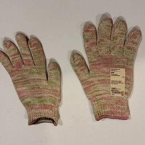 MUJI Japan mehrfarbige (rosa & grün) Strick Baumwolle Arbeits-/Gartenhandschuhe - Einheitsgröße - Bild 1 von 2