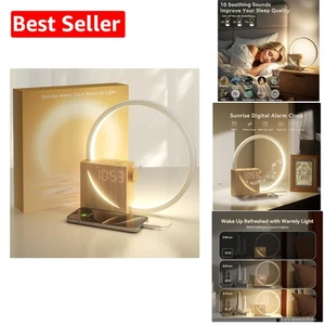 Dimmable Sunrise Alarm with Adjustable Lamp & Peaceful Night Sounds for Sleepers - Picture 1 of 9