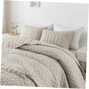 Light Beige Oversized California Cal King Size Quilt California King Oatmeal - Picture 1 of 8