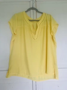 Sioni Womens Blouse Shirt XL Lightweight V-Neck Yellow Short Sleeves - Picture 1 of 6