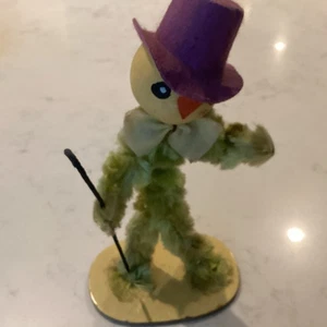 VINTAGE FUZZY CHENILLE PIPE CLEANER EASTER FIGURE JAPAN? TOP HAT CANE - Picture 1 of 5