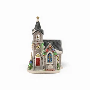 FG Quadratische Eck Kathedrale Weihnachtsdorf bunte Buntglasfenster - Bild 1 von 12
