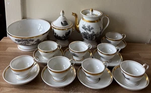 21 piece French Porcelain Grisaille Coffee Set circa 1830s - Picture 1 of 24
