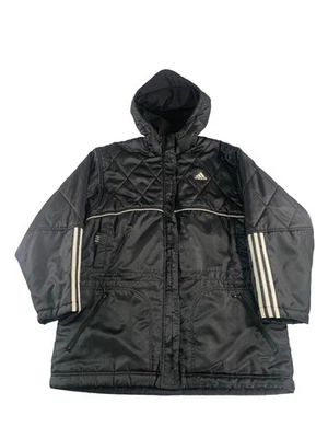 Chaqueta Adidas Para Hombre Grande Negra Acolchada con Capucha 3 Rayas Cremallera Completa Abrigo de Invierno Foto 1 de 4