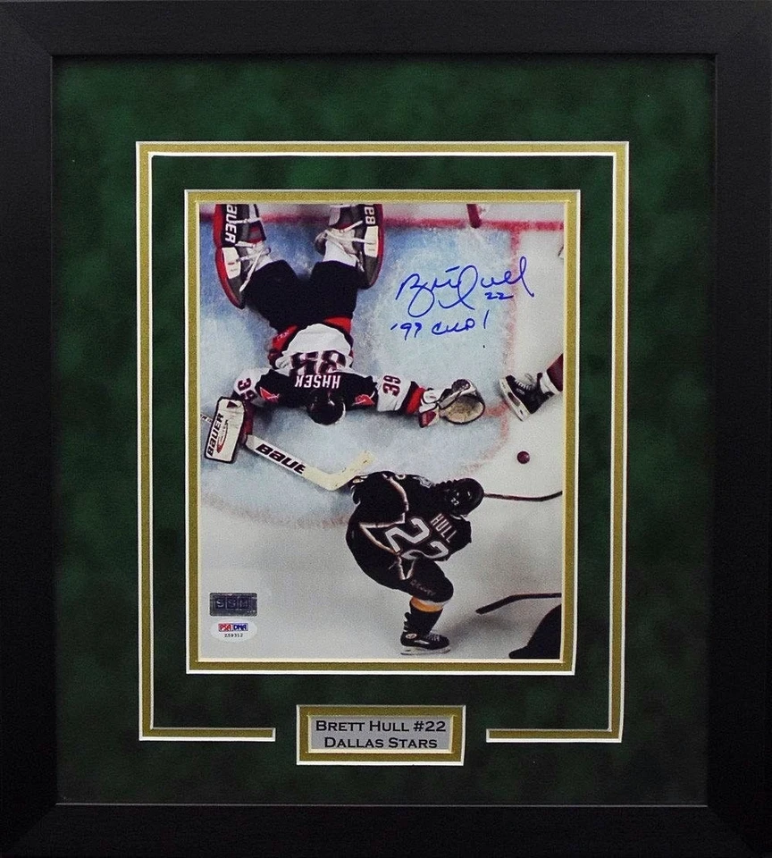 BRETT HULL AUTOGRAPHED DALLAS STARS STANLEY CUP 8x10 FRAMED PHOTO PSA/DNA - Image 1 of 1