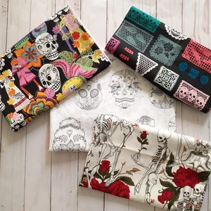 Day of The Dead/Skeleton/Skulls Cotton Fabric Bundle - 4 Fabrics - Picture 1 of 20