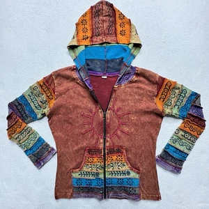 (S/M) Greater Good Network Hoodie Womens Red Rainbow Sweater - Picture 1 of 14