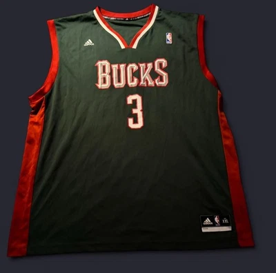 Camiseta Adidas Brandon Jennings #3 Milwaukee Bucks NBA Hombre’s 2XL Verde y Rojo Foto 1 de 4