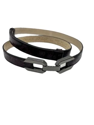 White House Black Market Belt Silver Purple Leather Belt Reptile Adjustable M/L - Image 1 of 4