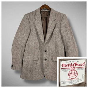 Vintage Hammersley Harris Tweed Blazer Mens 40 Wool Herringbone Jacket England - Picture 1 of 16