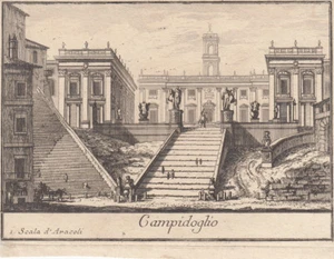 Rome Roma Scala d'Aracoeli Campidoglio Orig Copperplate 1700 Italia Italy - Picture 1 of 1