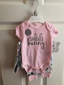Baby Essentials 3 Pc Set Snuggle Bunny Size 3 Months - Picture 1 of 5