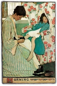 12837.Póster decorativo.Arte de pared de habitación.Diseño vintage.Niño victoriano buenos días - Imagen 1 de 1