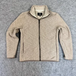 Marks & Spencer Men's Fleece Zip-Up Size Small Grey Herringbone Warm - Picture 1 of 7