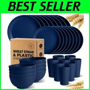 Midnight Blue 32-Piece Unbreakable Kitchen Set - Perfect for Camping & Meals - Picture 1 of 9
